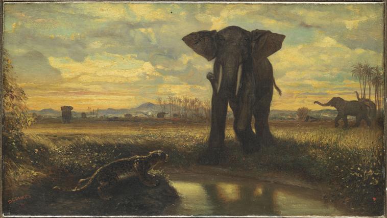 Tigre et Eléphant à la source d'Alexandre-Gabriel Decamps au Musée du Louvre