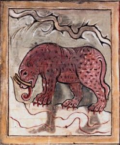Manuscrit British Library éléphant avec des défenses de sanglier